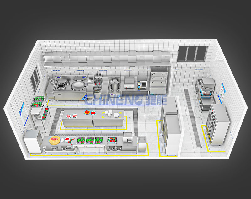 20-50人公司食堂厨房3D效果图